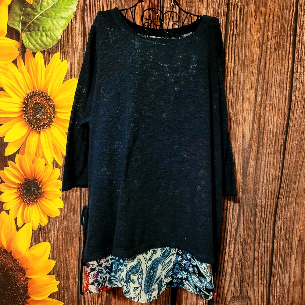 Avenue Plus Size 3/4 Sleeve Sweater/Blouse